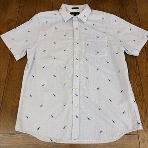 Banana Republic Polo Shirt Mens Large Blue Short Sleeve Tucan Tropical Cotton